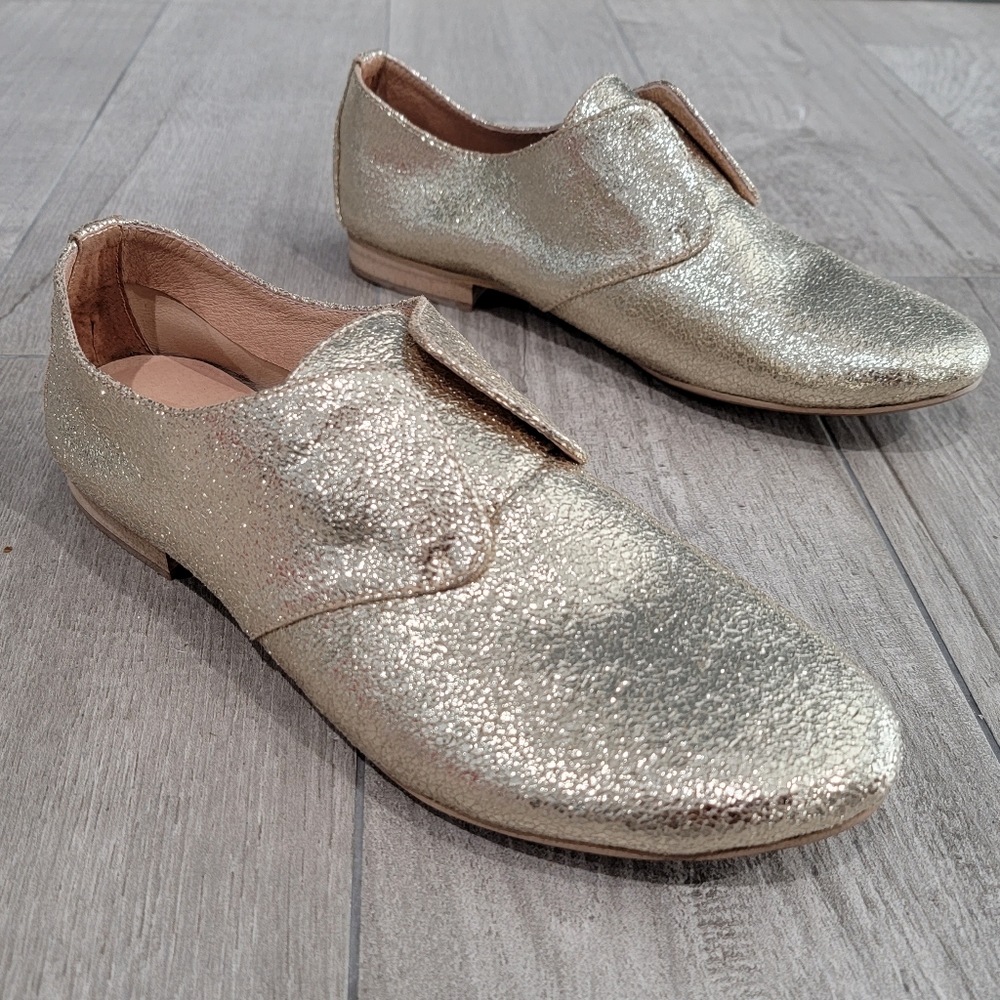 Matiko metallic gold leather loafers 38/7-7.5M